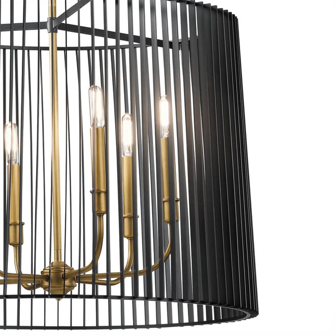Kichler LED Kroonluchter | 6X E14 Max 60W | Dimbaar | Black & Natural Brass