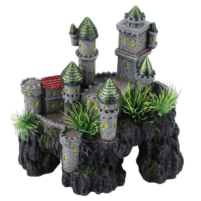 Simulatie Hars Schuilplaats Kasteel Vissenkom Aquarium Ornamenten Decor gray