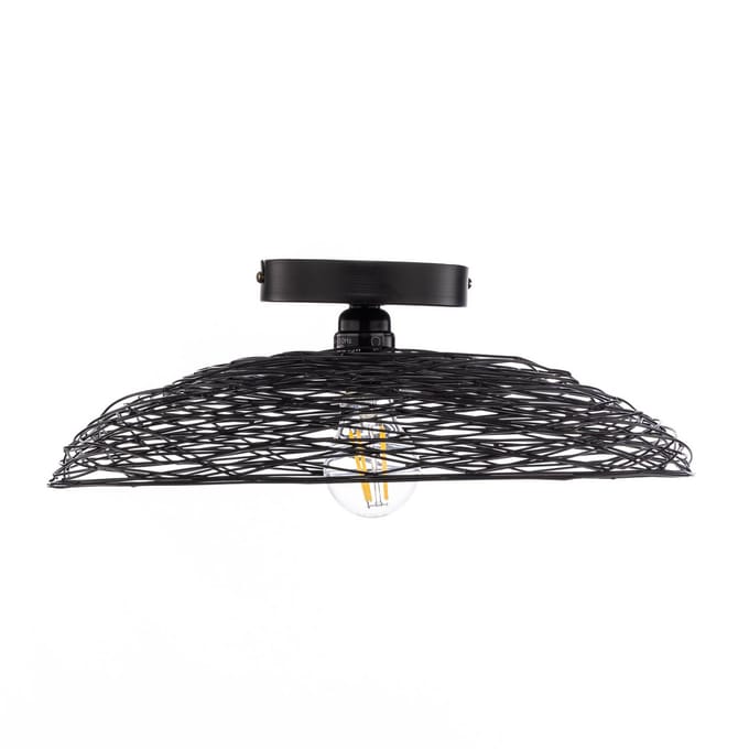 Lindby - plafondlamp - 1licht - IJzer - H: 15 cm - E27 - zwart