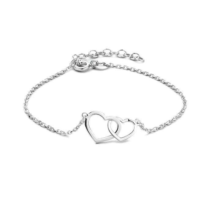 Zilver Gerhodineerde Armband hartjes 1 1333997