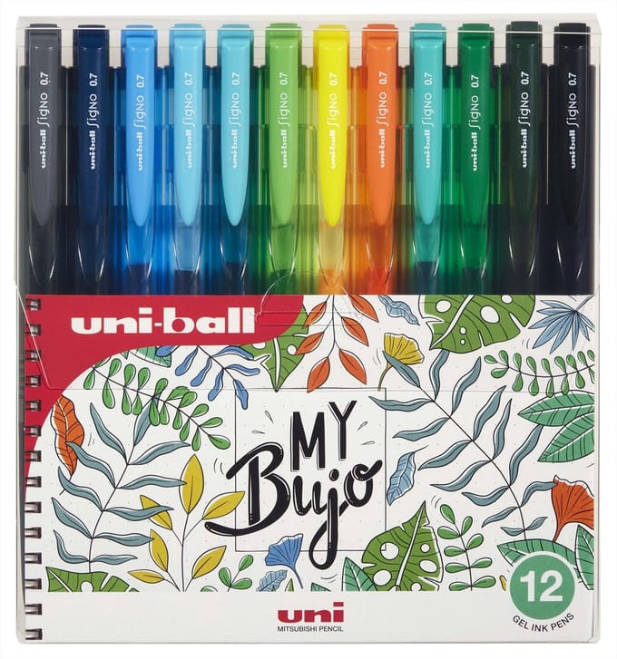 Uni-ball gelpennen Bujo set planten 12 stuks - creatieve bullet journalling.