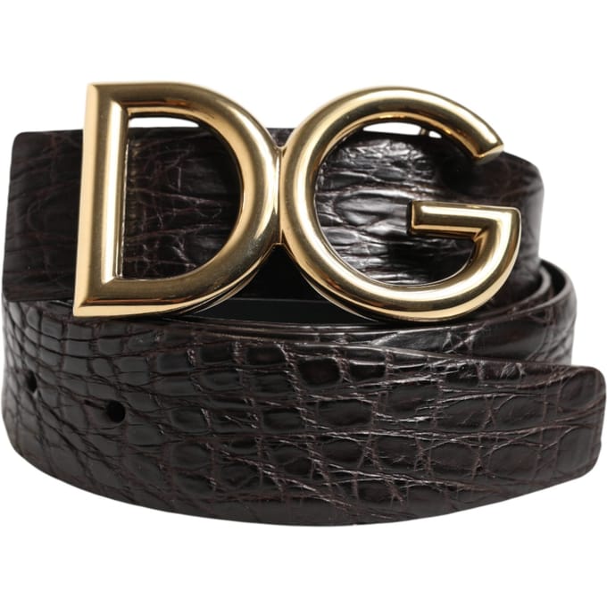 Dolce & Gabbana Zwarte Exotische Leren DG Logo Gesp Riem