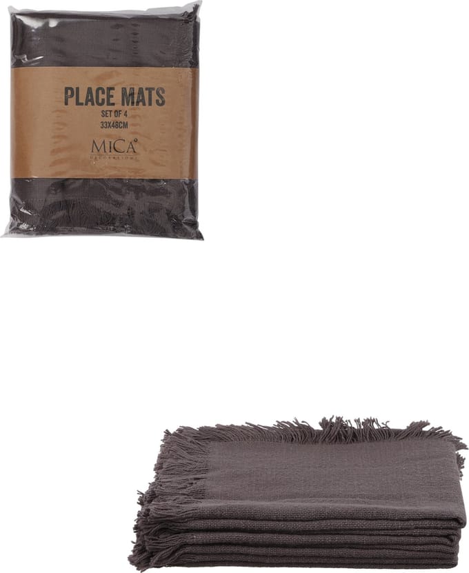 Mica Decorations Xavie Placemat - Set van 4 - L48 x B33 cm - Grijs