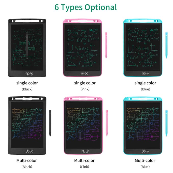 Tablette d'écriture LCD 8,5 pouces, bloc-notes pour dessin, écriture manuscrite, plusieurs tableaux colorés avec magnétique p-1 multicolor screen rose