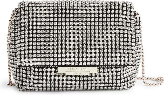 Ted Baker Schoudertas Avondtas Gliters Crystal Mini Crossbody Bag Silver Zilverkleurig