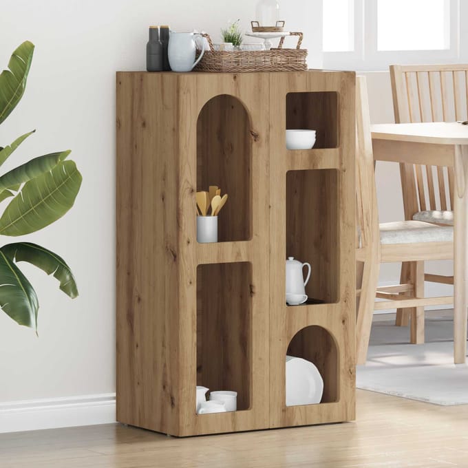vidaXL - Dressoir - ELST - Artisan - Eiken - 59 - x - 35 - x - 100,5 - cm - Bewerkt - hout