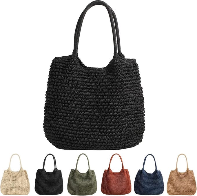 Strooien Schoudertas voor Vrouwen - Grote Capaciteit Strandtas in Boho-stijl