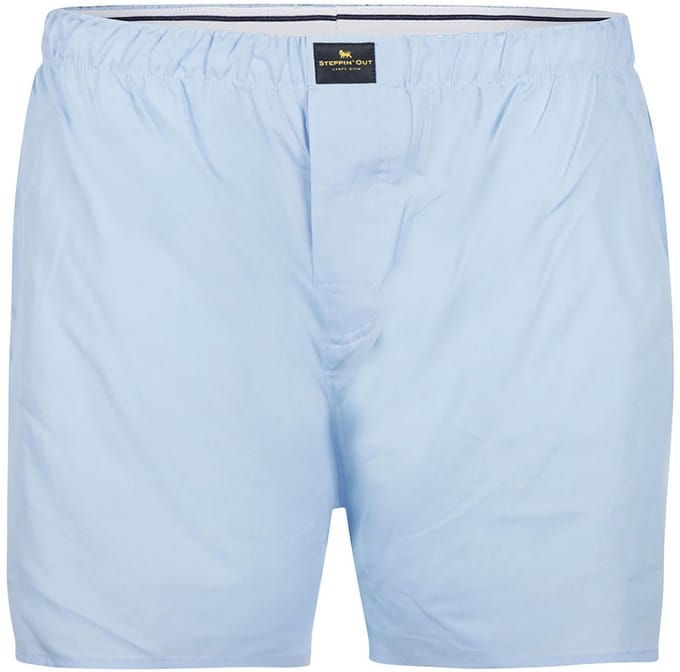 Steppin' Out Boxer Mid Blue Poplin - Maat M - Heren - Boxershorts