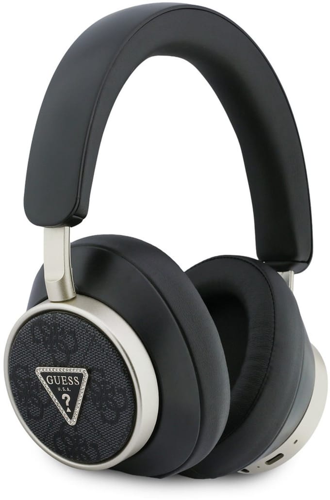 Guess Bluetooth Koptelefoon - ENC - PU Leather met opbergdoos - 4G Triangle Logo - Zwart