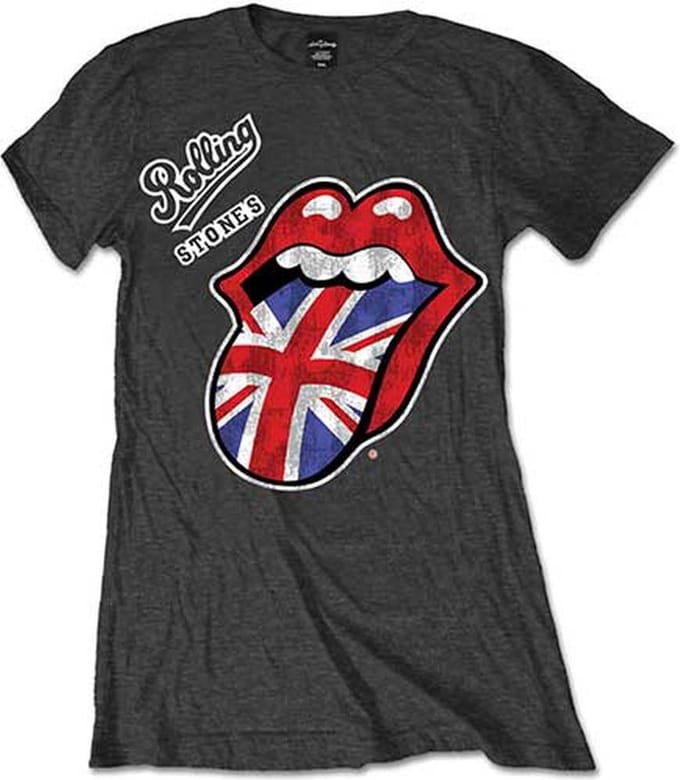 The Rolling Stones - Vintage British Tongue Dames T-shirt - M - Grijs