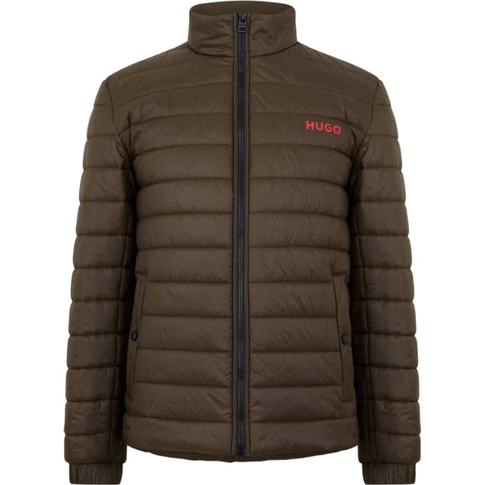 Hugo Heren Horizontale Streep Puffer Jacket (Donkergroen)