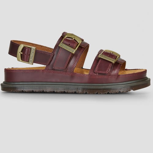 Platte sandalen Dr. Martens San Two Strap Sandal Cherry Red Arcadia