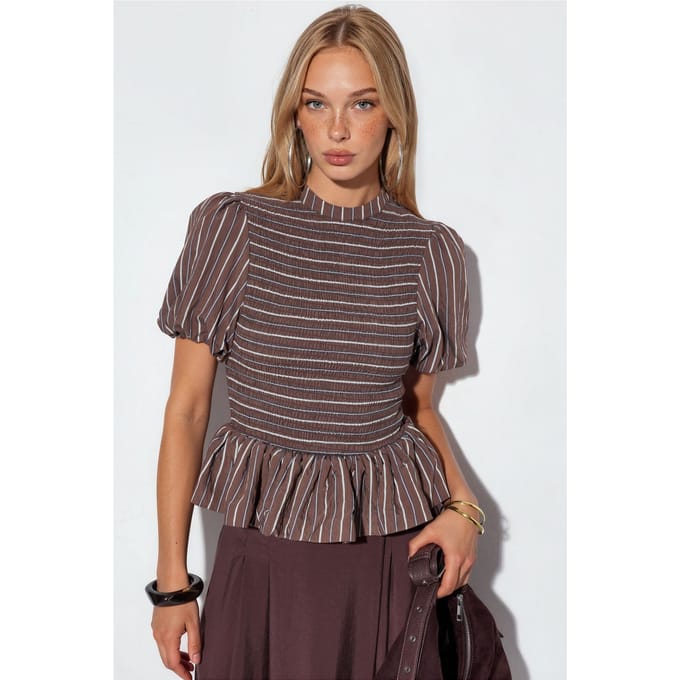 Gestreepte Textuur Rimpelblouse