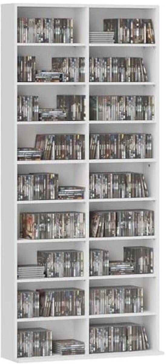 CD/DVD-opslagunit met verstelbare planken voor woonkamer en kantoor - 640 CD's / 360 DVD's