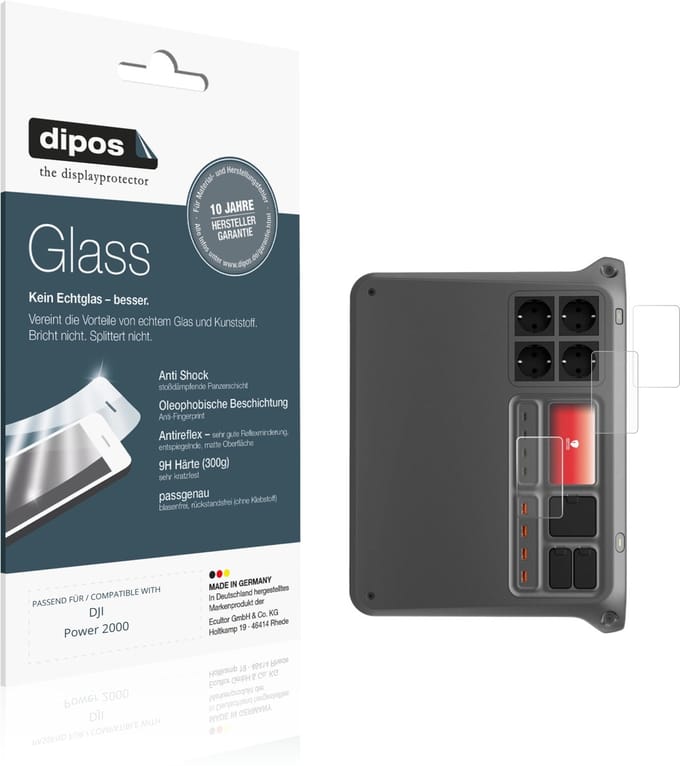 dipos – 2x Matte Pantserfolie geschikt voor DJI Power 2000 | 9H Screenprotector