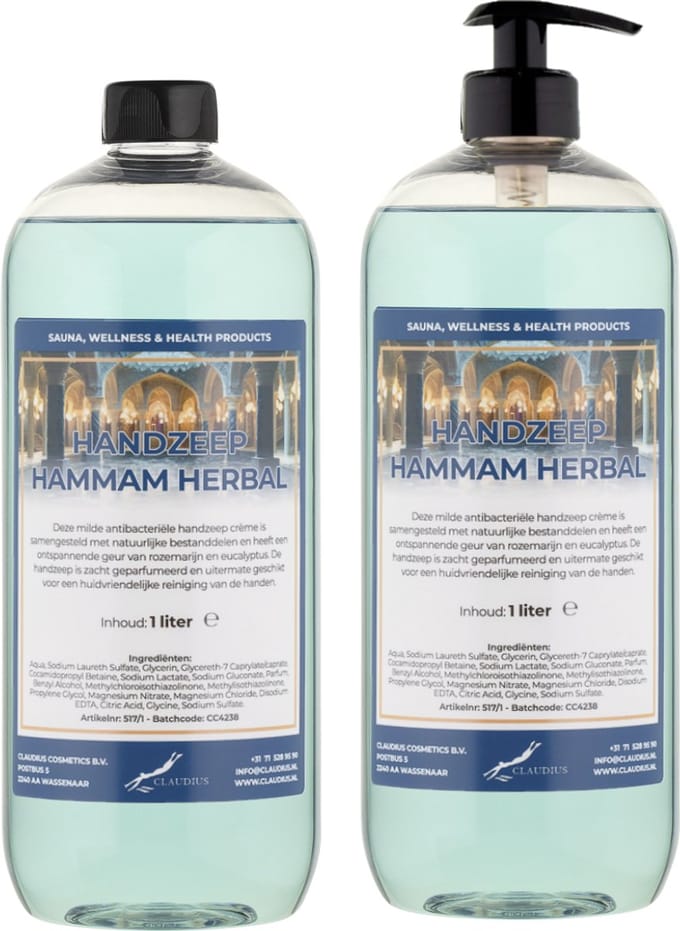 Handzeep Hammam Herbal 1 liter - met gratis pomp - set van 2 stuks