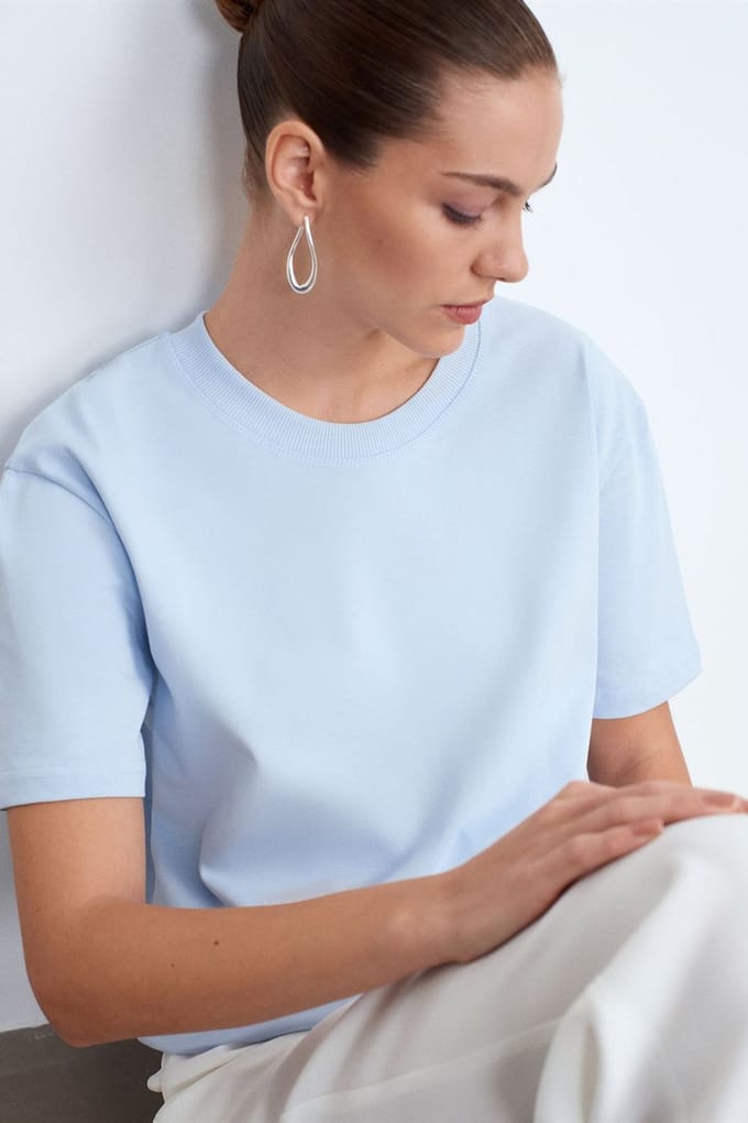 Dames Katoenen Crew Neck T-Shirt