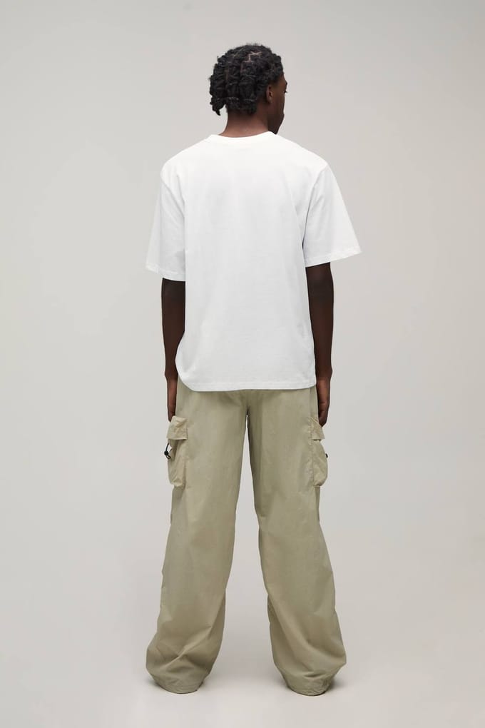 Baggy Fit Cargo Utility Trainingsbroek | Stone | Size Medium
