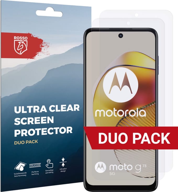 Rosso Screen Protector Ultra Clear Duo Pack Geschikt voor Motorola Moto G73 | 2 Stuks