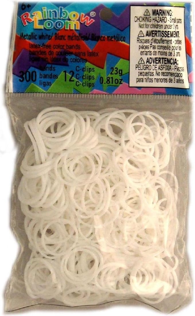 Rainbow Loom Elastiekjes - Metallic White - 300 Stuks