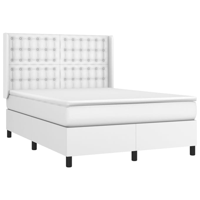 vidaXL - Boxspring - met - matras - kunstleer - wit - 140x200 - cm