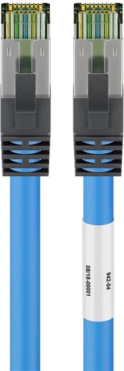 Goobay RJ45 (CAT 6A, 500 MHz) patchkabel met CAT 8.1 S/FTP raw kabel, blauw, 7,5 m