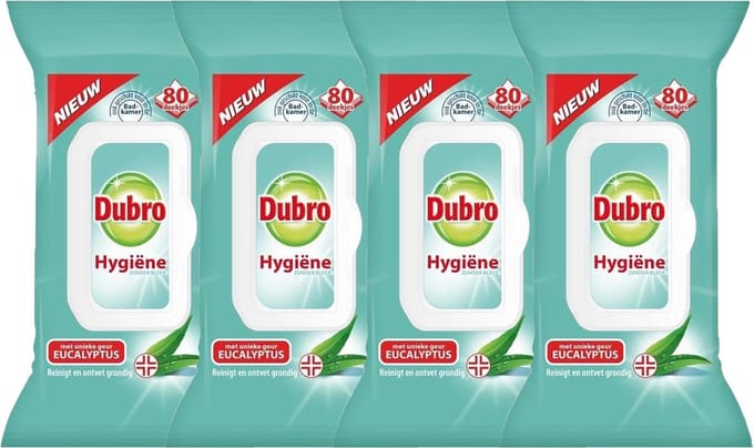 4 x Dubro Vochtige doekjes Hygiëne - Eucalyptus geur - 4 x 80 doekjes