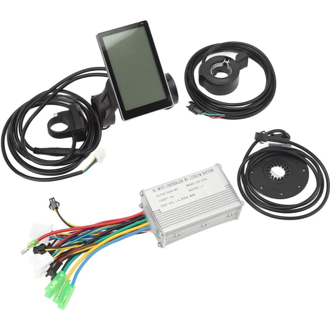 Elektrische Fiets Lithium Batterij Ombouwset 15A Controller met SM Connector Dubbele Lichtkabel gray
