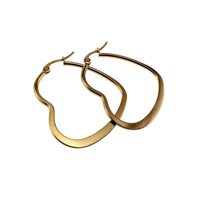 ∅40mm Oorbellen Dames - Verguld RVS - Hart Oorringen