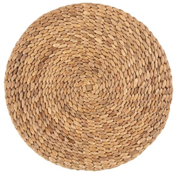 Tiseco - Placemat KAMAR - SET/4 - waterhyacint - boho - Dia 36 cm, Rond, beige