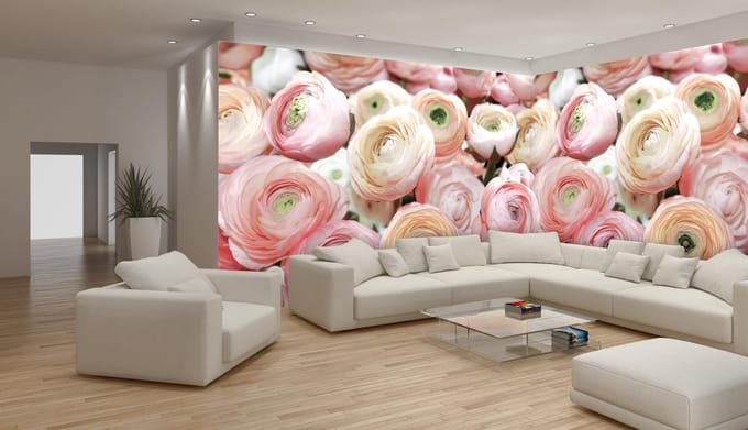 Fotobehang Vlies Bloemen | Roze | GROOT 832x254cm