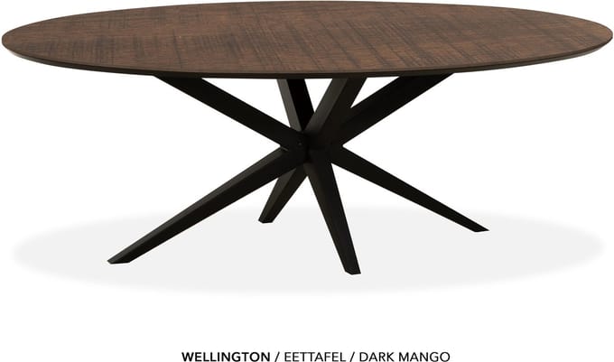 Maxfurn - Ovale eettafel 200x102cm met verjongde rand | Zeer krasvast | Kleur: Dark mango