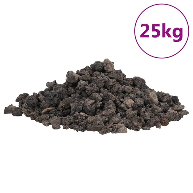 vidaXL Lavastenen 25 kg 1-2 cm zwart
