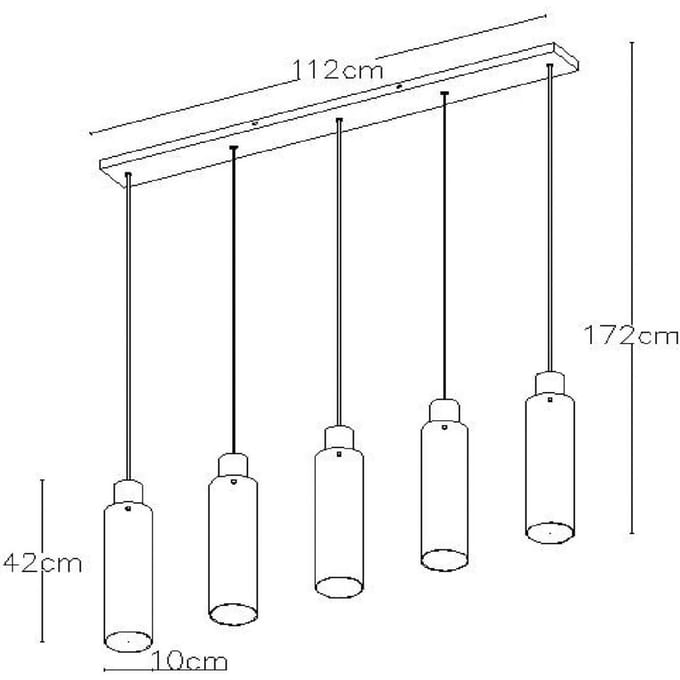 Lucide Orlando hanglamp, rookgrijs, 5-lamps