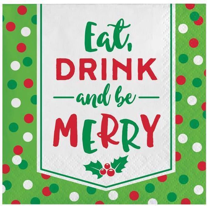 Servetten kerst be merry (25x25cm, 16st)
