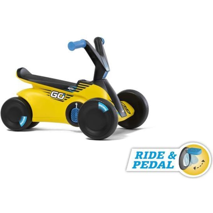 BERG GO² SparX Loopauto - 10 tot 30 Maanden - Uitklapbare pedalen - Geel