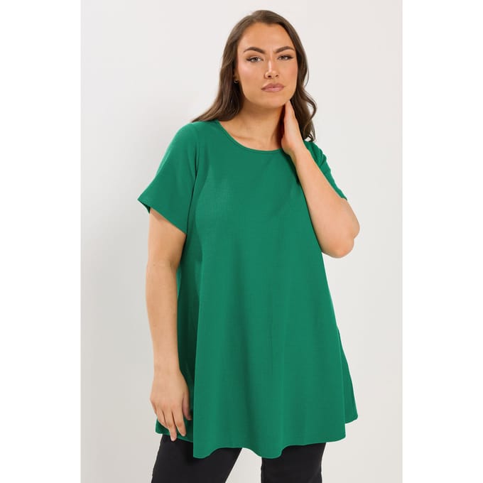 Yours Felgroene Geribbelde Swing Top Size 44