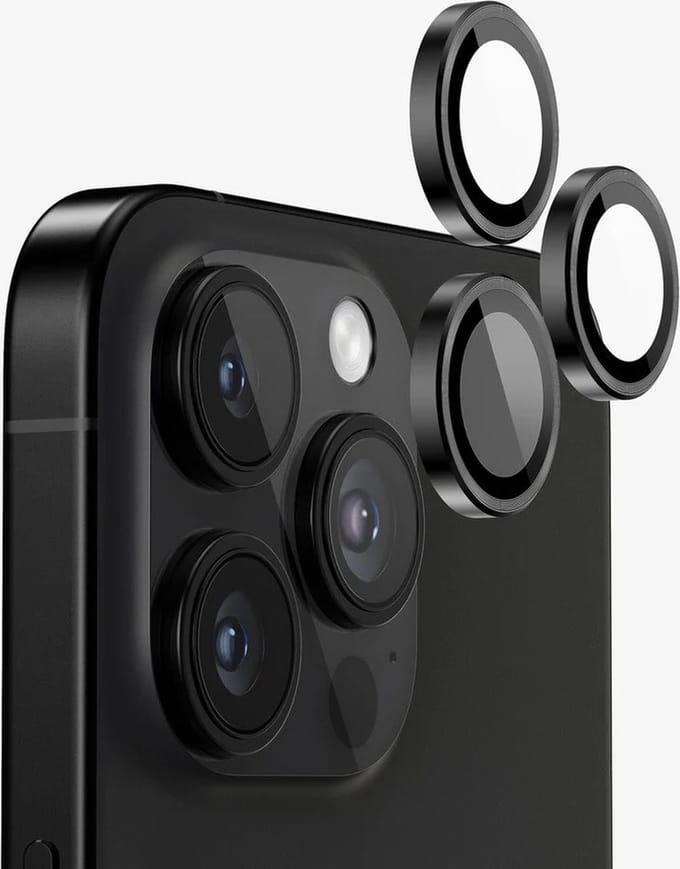 Individuele Ring Cover Camera Lens Protector Geschikt voor: iPhone 16 Pro Max - HD Heldere Bubble Free Bescherming (Zwart)