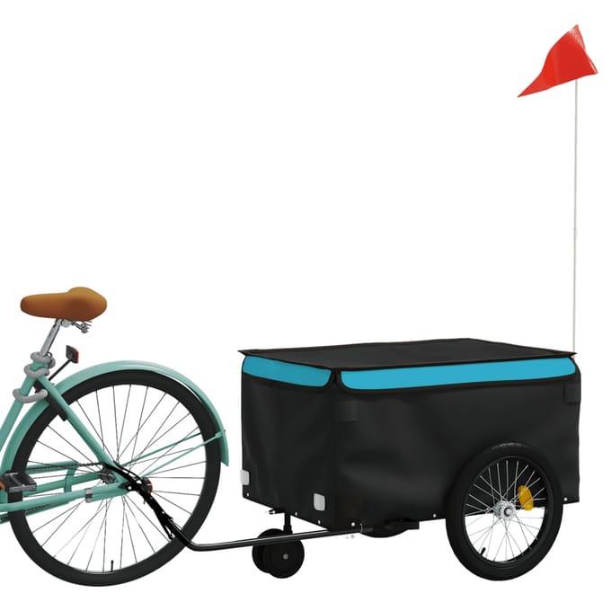 vidaXL - Fietstrailer - 30 - kg - ijzer - zwart - en - blauw