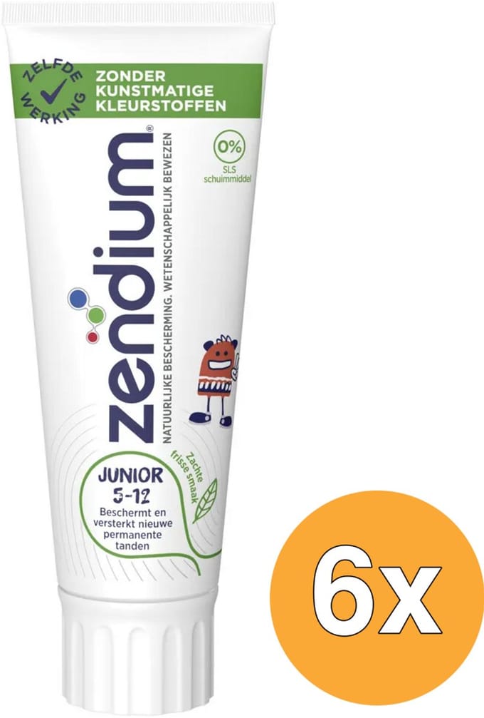 6x Zendium Tandpasta junior 5-12 jaar (50 ml)
