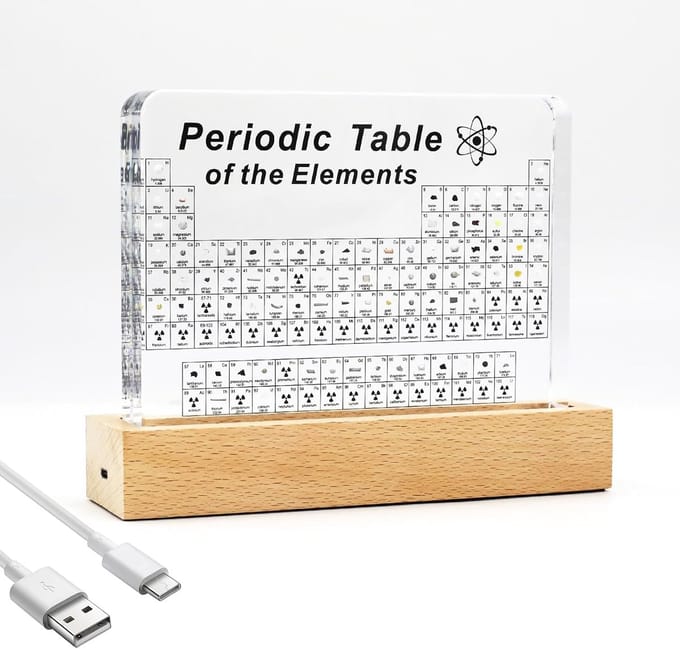 Periodiek Systeem Display - Elementen Leerbox - Natuurkunde Onderwijs - 83 Echte Elementen - 20x4x22 cm - Transparant
