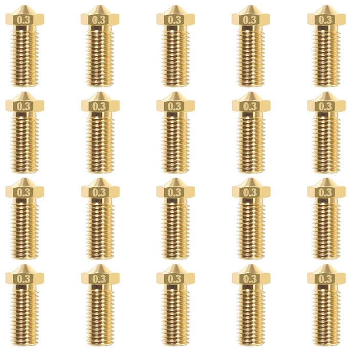 3D printer reserveonderdelen - 3D Printer Nozzles - 20-delige 0,3mm Vulkanische Messing Nozzles, Geschikt voor V5/V6 3D Printers