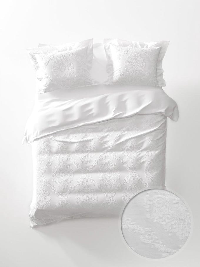 Yellow Babet Dekbedovertrek - Eenpersoons - 140x200/220 cm - White