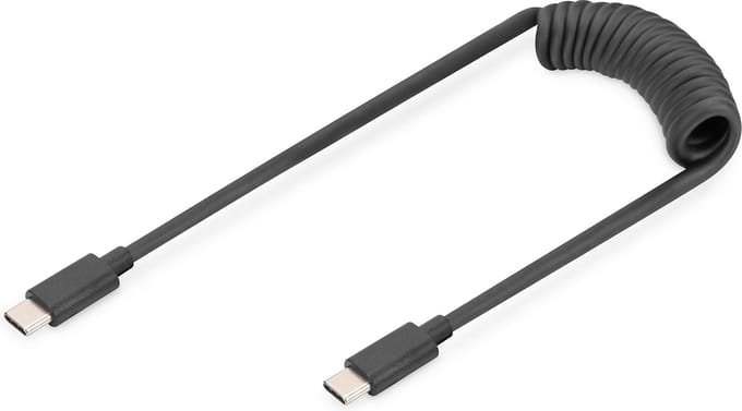 Digitus AK-300431-006-S USB-C Adapter [1x USB-C - 1x USB-C] Zwart Spiraalkabel 1 m