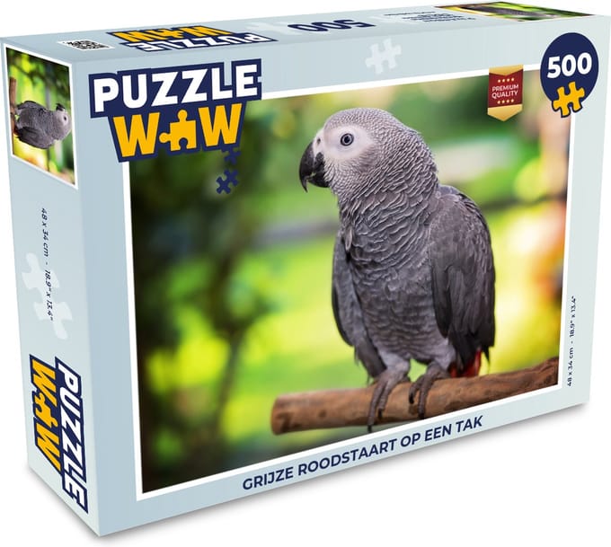 Puzzel Grijze roodstaart op een tak - Legpuzzel - Puzzel 500 stukjes