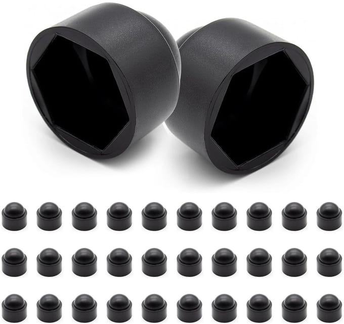 Solidchoice - Set van 30 Zwarte Plastic Hex Moerkappen voor M10