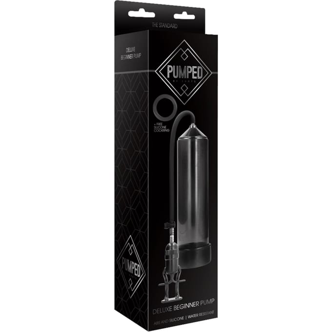 Pumped Deluxe Beginners Penis Pomp met Trekkergrip Inclusief Siliconen Penisring - 30 cm - Zwart