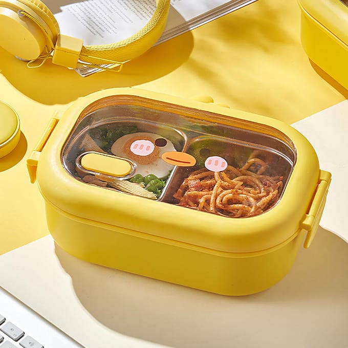 Bento Lunchbox Kleine Gele Eend Roestvrij Staal Thermische Lunchcontainer voor Kantoor orange