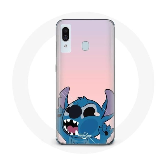 Coque - Samsung - Galaxy A20 - Souple - Rose - Stitch le Nez en l'air rose