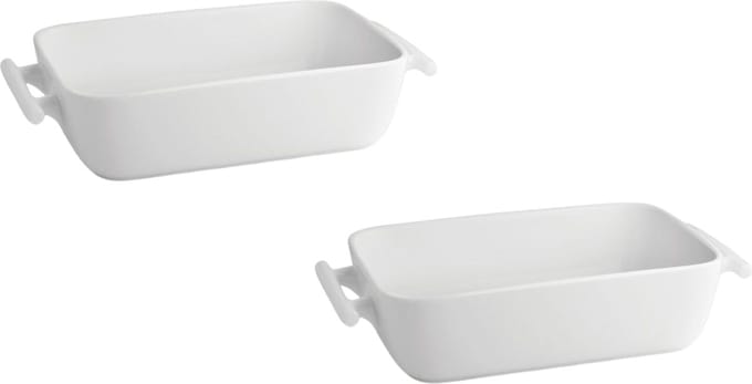 BonBistro Ovenschaal Yong Squito - Rechthoekige Gratinvorm - Baking Dish - Porselein Wit - Vaatwasserbestendig Magnetronbestendig - 19 x 12 x 6 cm / 720 ml / 2 Stuks